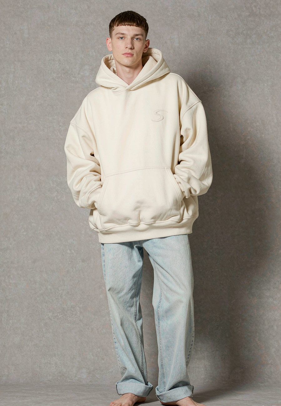 "Sunset" Oversized Hoodie in Bone - Bone