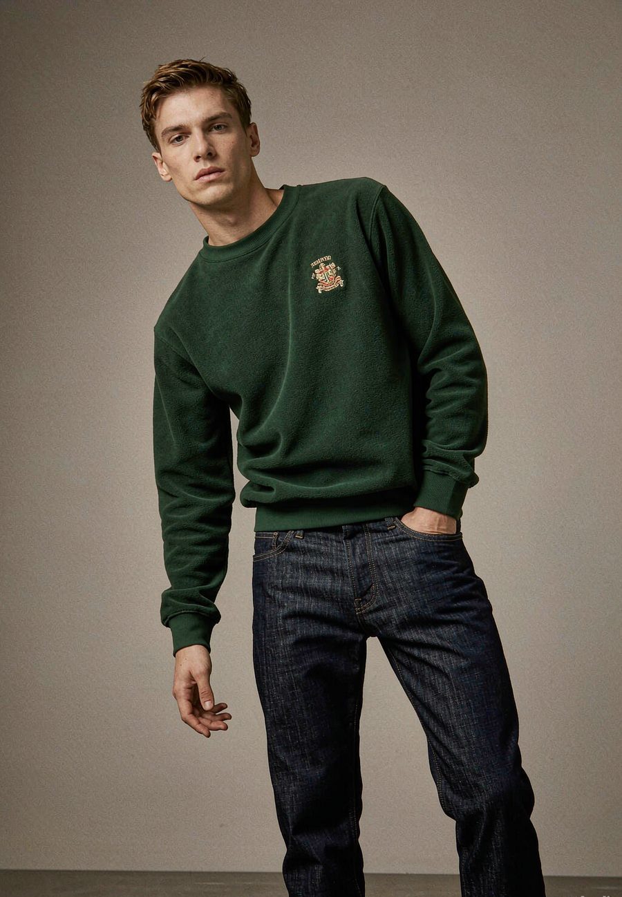 "Crest" Crewneck in Forest - Forest