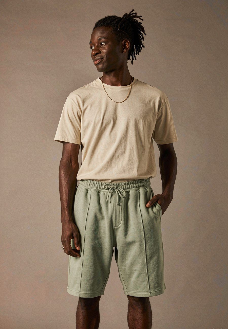 "Beach Cruiser" Sweat Short in Sage - Sage
